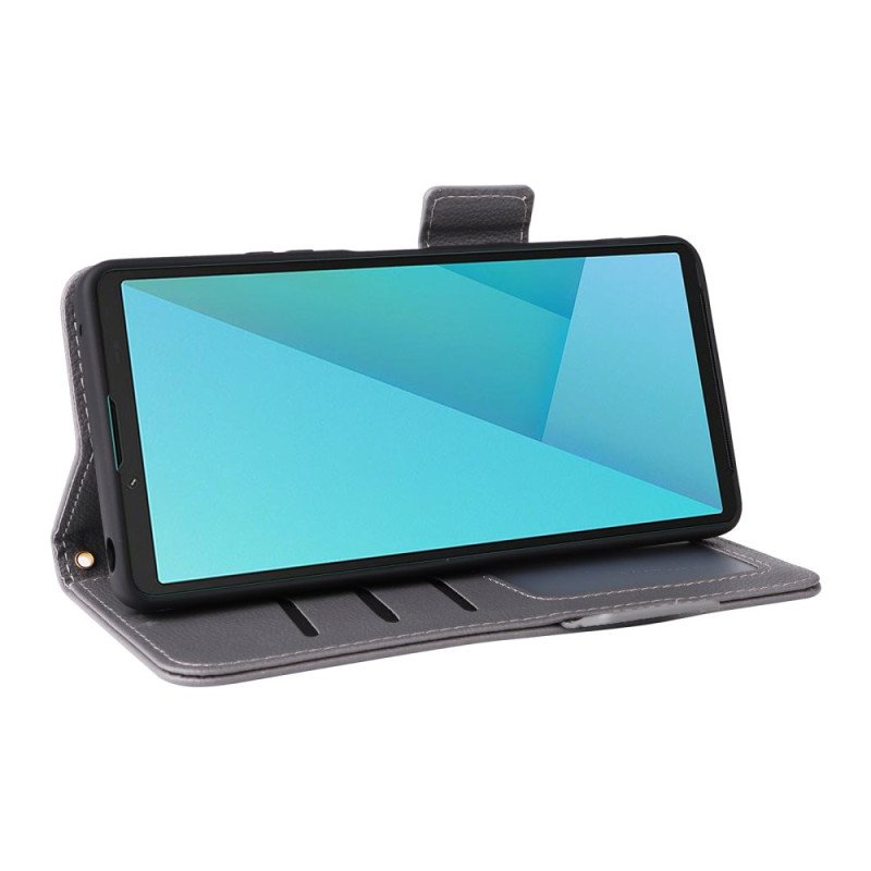 Fodral Sony Xperia 10 Vii Konstläder Med Rem