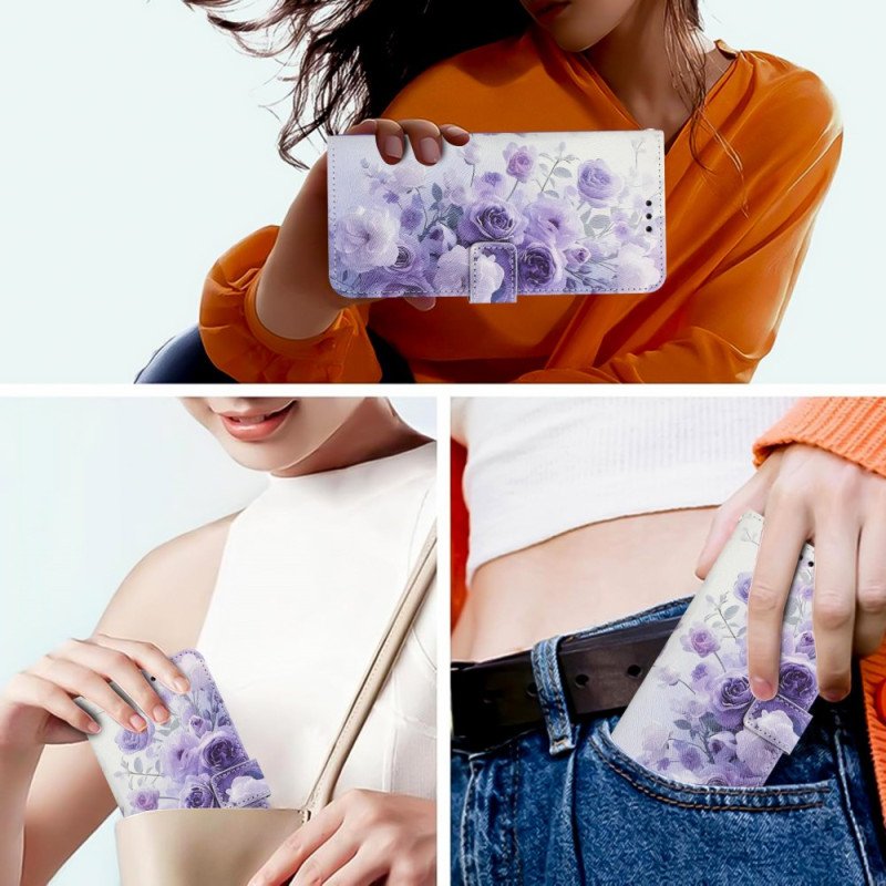 Fodral Sony Xperia 10 Vii Lila Rosor