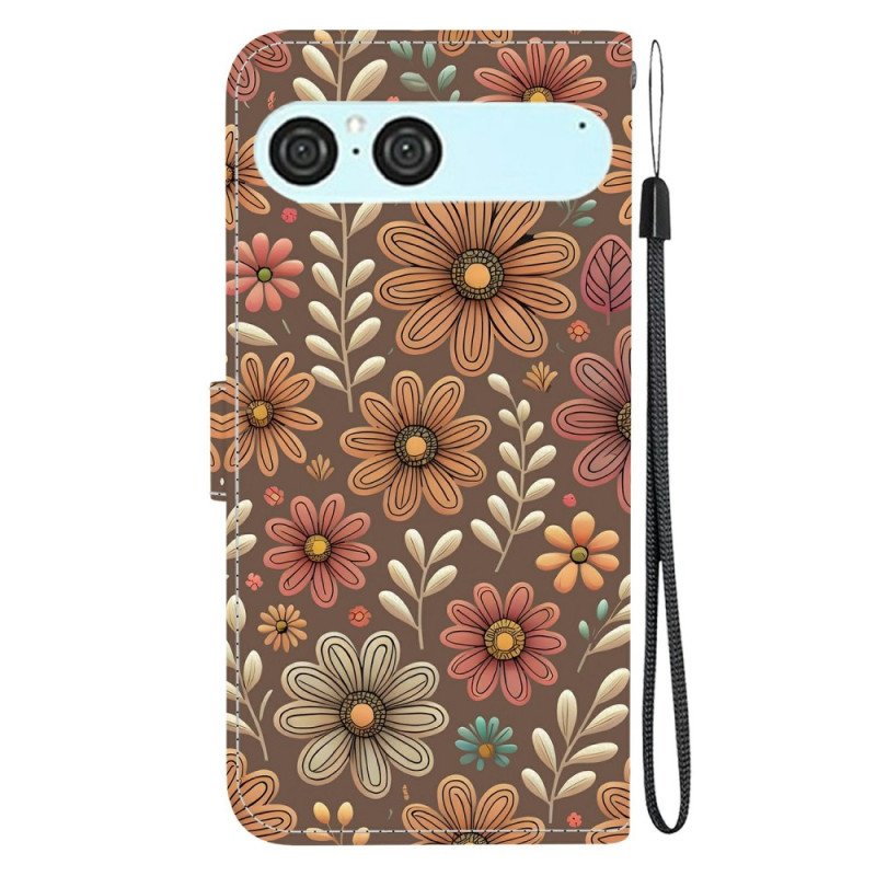 Läderfodral Sony Xperia 10 Vii Telefonfodral Blommönster