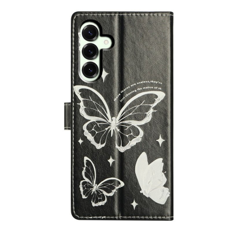 Fodral För Samsung Galaxy A17 4g / 5g Svartvita Fjärilar