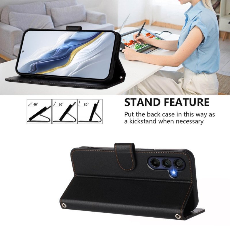 Läderfodral Samsung Galaxy A17 4g / 5g Telefonfodral Enkel Design Med Snodd