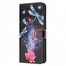Läderfodral Samsung Galaxy A17 4g / 5g Telefonfodral Färgglada Trollsländor