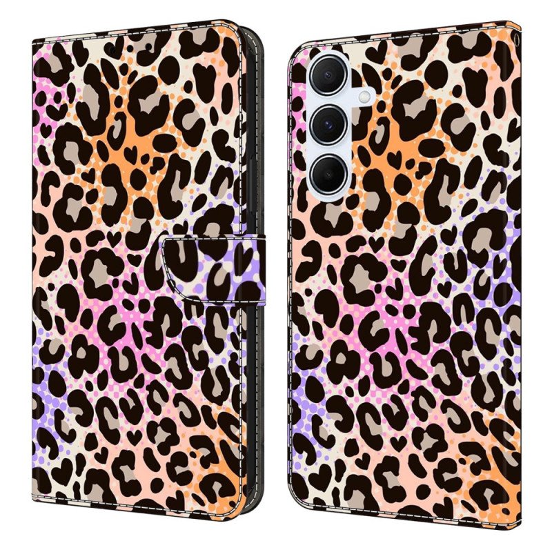 Läderfodral Samsung Galaxy A17 4g / 5g Telefonfodral Leopardmönster Färgglatt