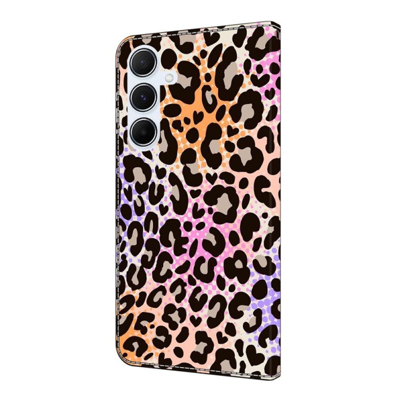 Läderfodral Samsung Galaxy A17 4g / 5g Telefonfodral Leopardmönster Färgglatt