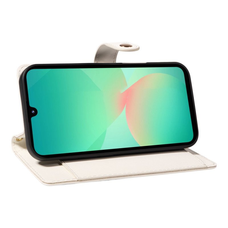 Läderfodral Samsung Galaxy A17 4g / 5g Telefonfodral Quiltad Med Rem Och Axelrem