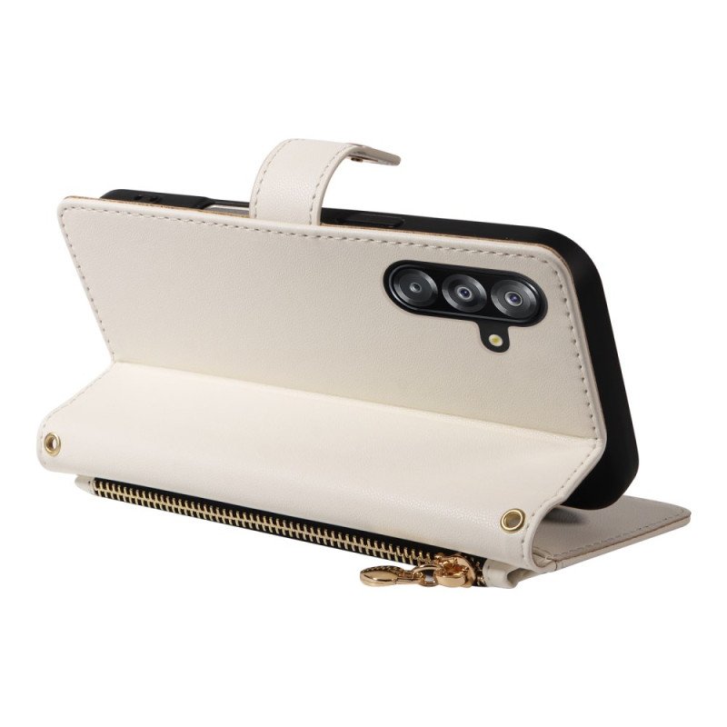 Läderfodral Samsung Galaxy A17 4g / 5g Telefonfodral Quiltad Med Rem Och Axelrem