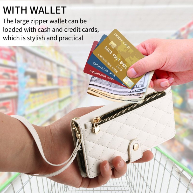 Läderfodral Samsung Galaxy A17 4g / 5g Telefonfodral Quiltad Med Rem Och Axelrem