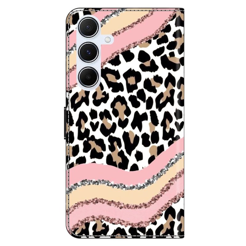 Läderfodral Samsung Galaxy A17 4g / 5g Telefonfodral Randigt Leopardmönster