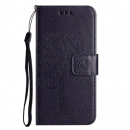Läderfodral Samsung Galaxy A17 4g / 5g Telefonfodral Träd Och Ugglor