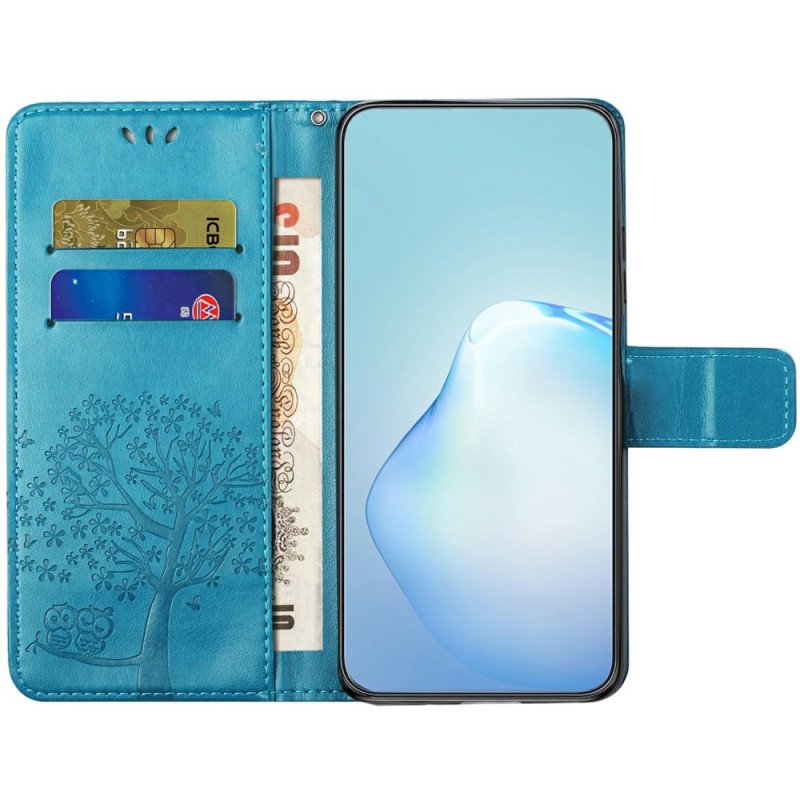 Läderfodral Samsung Galaxy A17 4g / 5g Telefonfodral Träd Och Ugglor