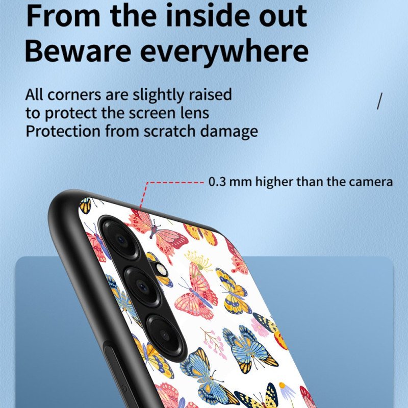 Skal För Samsung Galaxy A17 4g / 5g Fjärilar I Härdat Glas