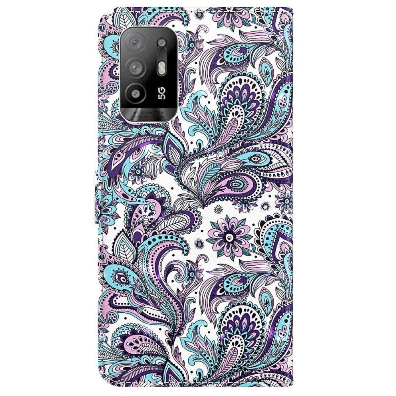 Fodral Oppo A94 5G Blommönster Med Rem