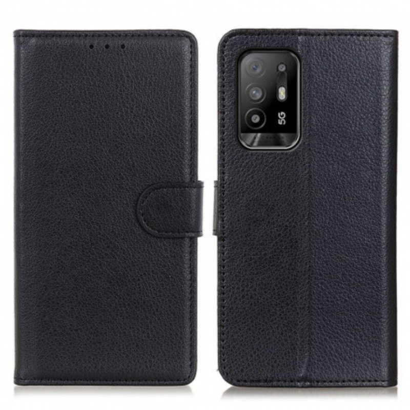 Fodral Oppo A94 5G Litchi Konstläder