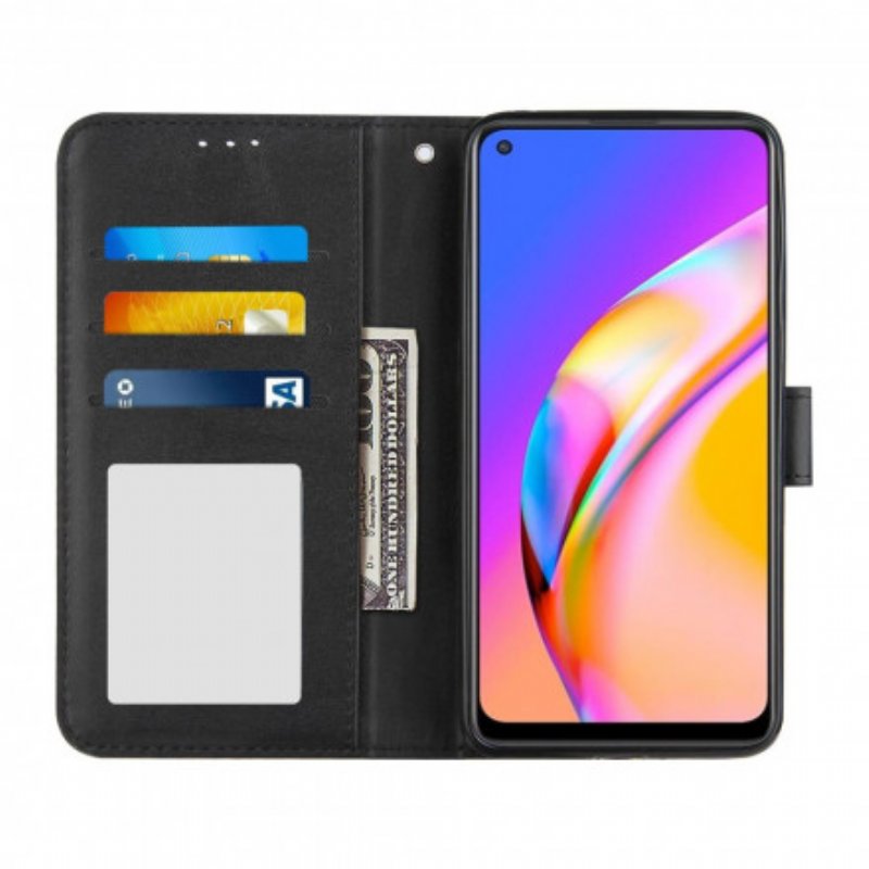 Fodral Oppo A94 5G Med Kedjar Strappy Geo Lädereffekt