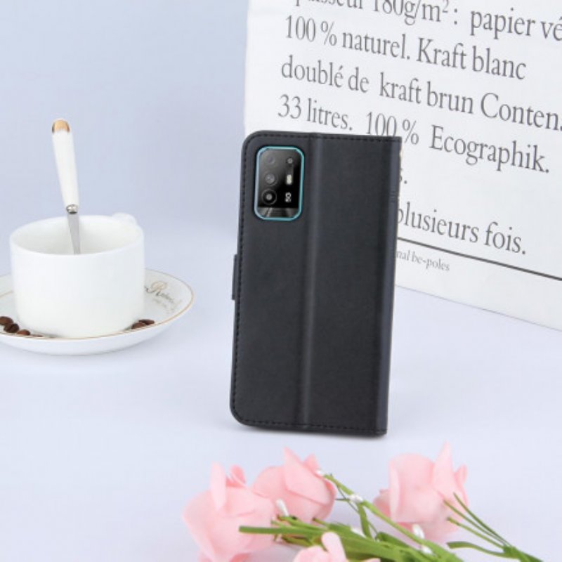 Fodral Oppo A94 5G Med Kedjar Strappy Geo Lädereffekt