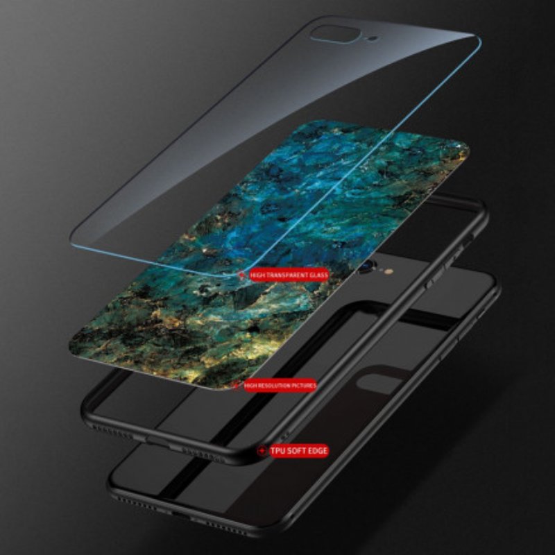 Skal Oppo A94 5G Marmorfärger Härdat Glas