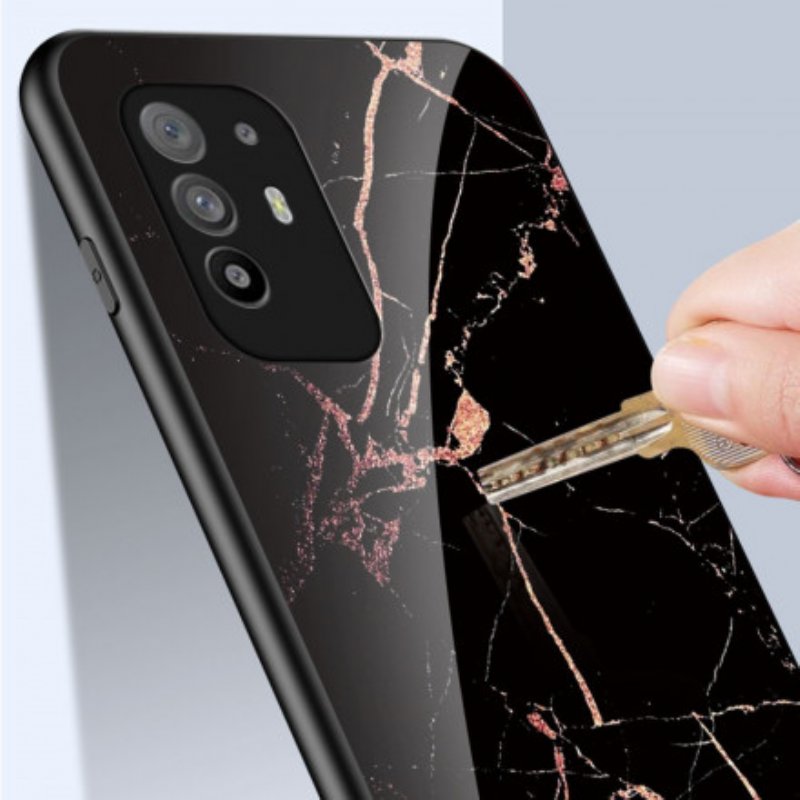 Skal Oppo A94 5G Marmorfärger Härdat Glas
