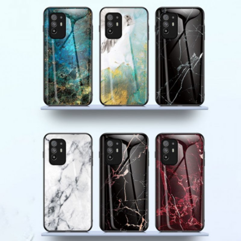 Skal Oppo A94 5G Marmorfärger Härdat Glas