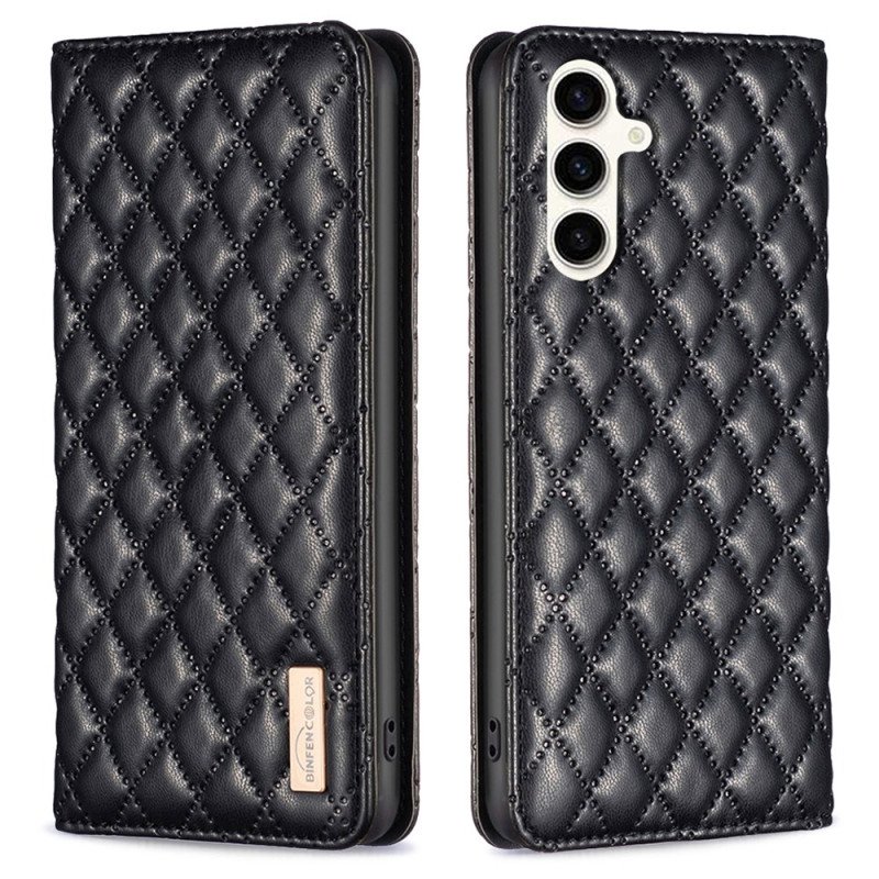 Folio-fodral Samsung Galaxy S24 Fe Quiltad Binfen Färg