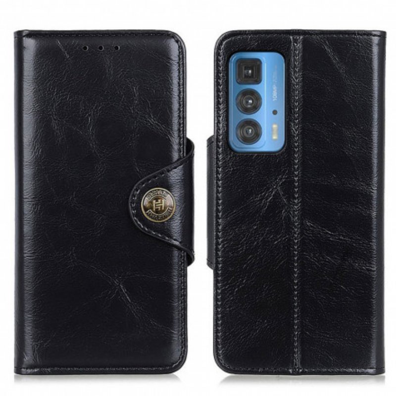 Folio-fodral Motorola Edge 20 Pro Glänsande Konstläder Khazneh