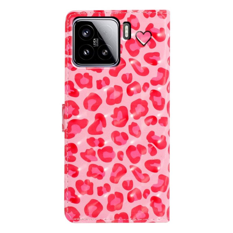 Fodral Xiaomi 15 Rosa Leopardmönster 3d