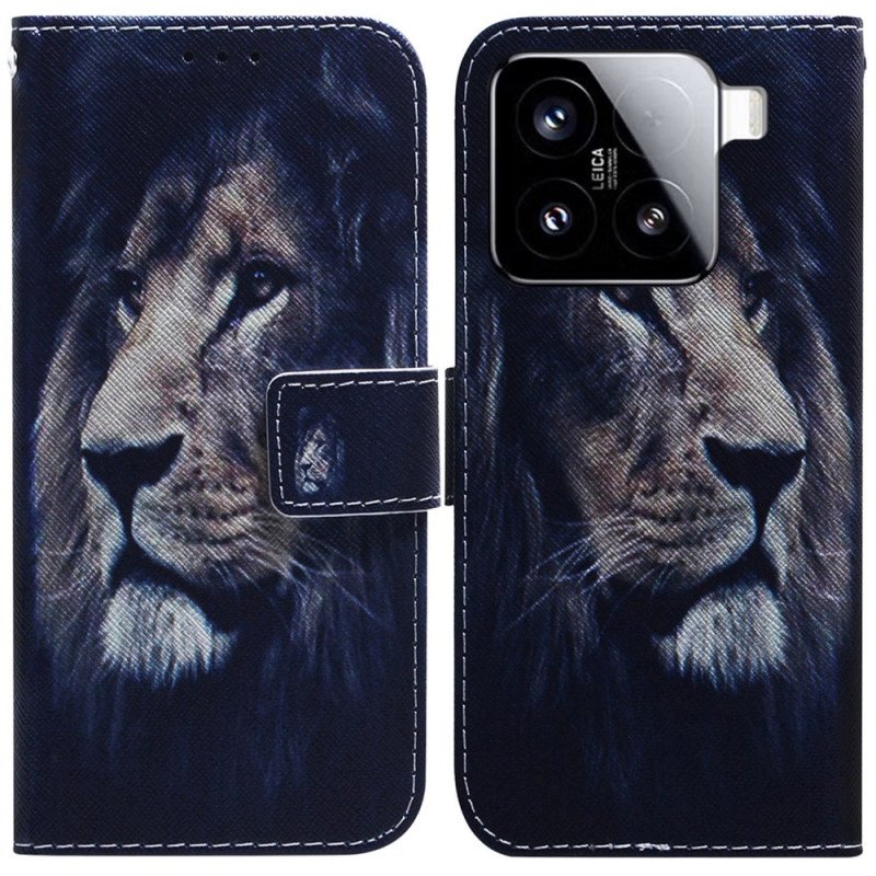 Läderfodral Xiaomi 15 Telefonfodral Drömmande Lejon