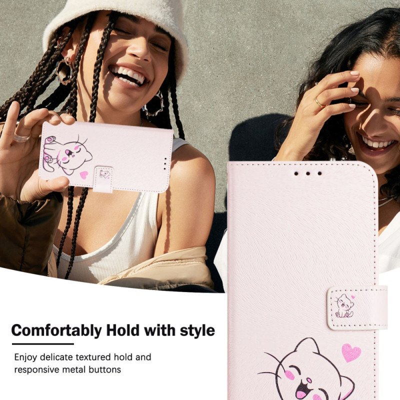 Läderfodral Xiaomi 15 Telefonfodral Kattungemotiv