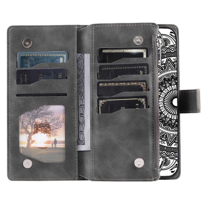 Läderfodral Xiaomi 15 Telefonfodral Plånbok Med Mandala-effekt I Mocka