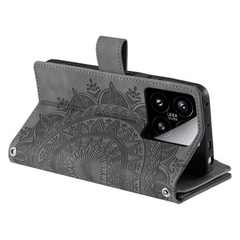 Läderfodral Xiaomi 15 Telefonfodral Plånbok Med Mandala-effekt I Mocka