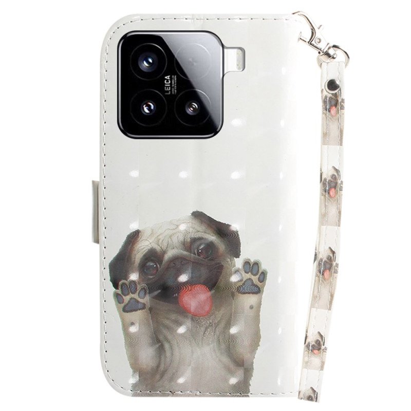 Läderfodral Xiaomi 15 Telefonfodral Snodd Med Mopsmönster