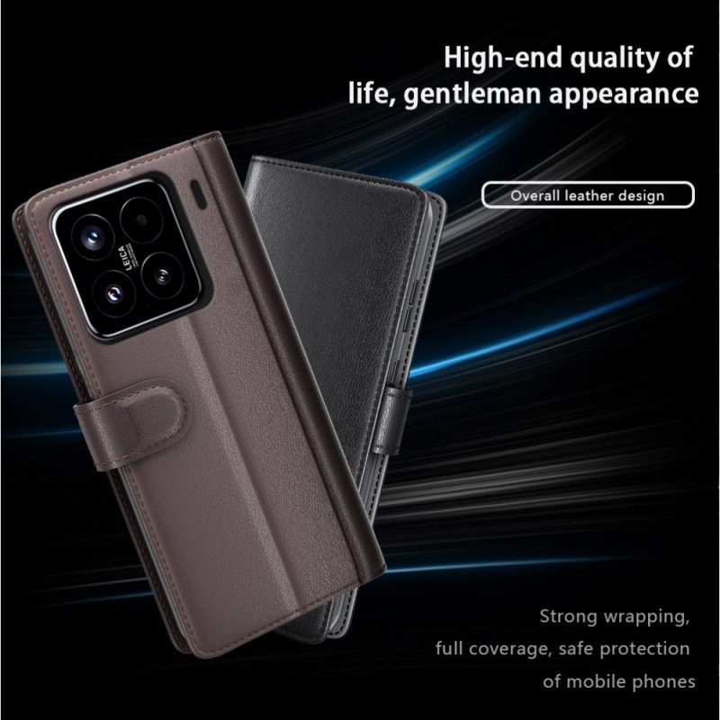 Läderskal Fodral Xiaomi 15 Äkta Läder