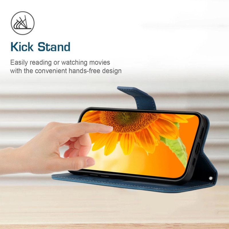 Läderskal Fodral Xiaomi 15 Solrosmönstrat Nyckelband