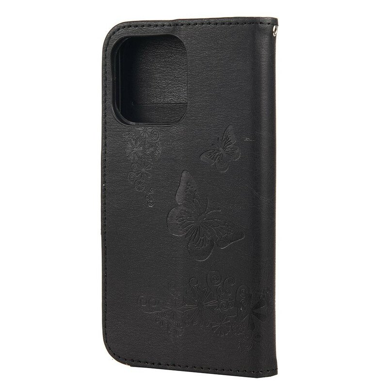 Fodral iPhone 13 Mini Med Kedjar Fantastiska Remfjärilar