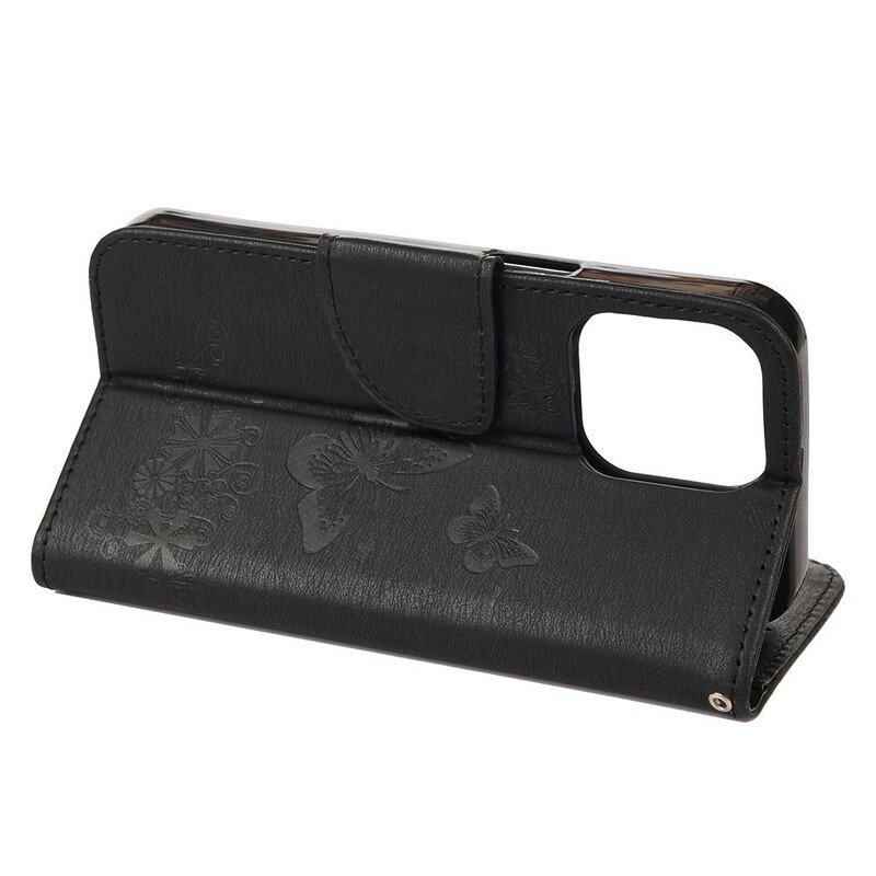 Fodral iPhone 13 Mini Med Kedjar Fantastiska Remfjärilar