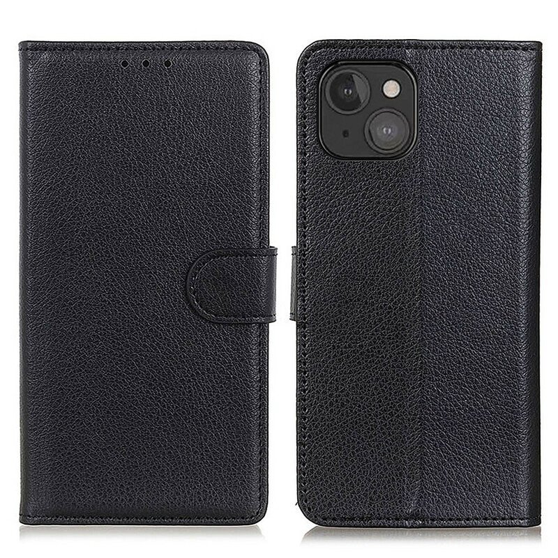 Fodral iPhone 13 Mini Traditionellt Litchi Konstläder