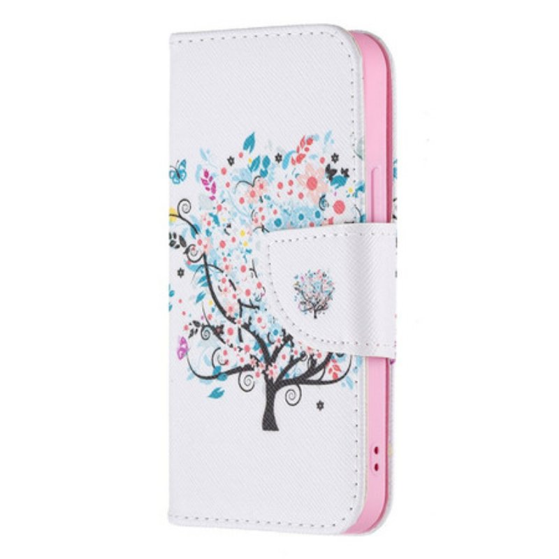 Folio-fodral iPhone 13 Mini Blommande Träd