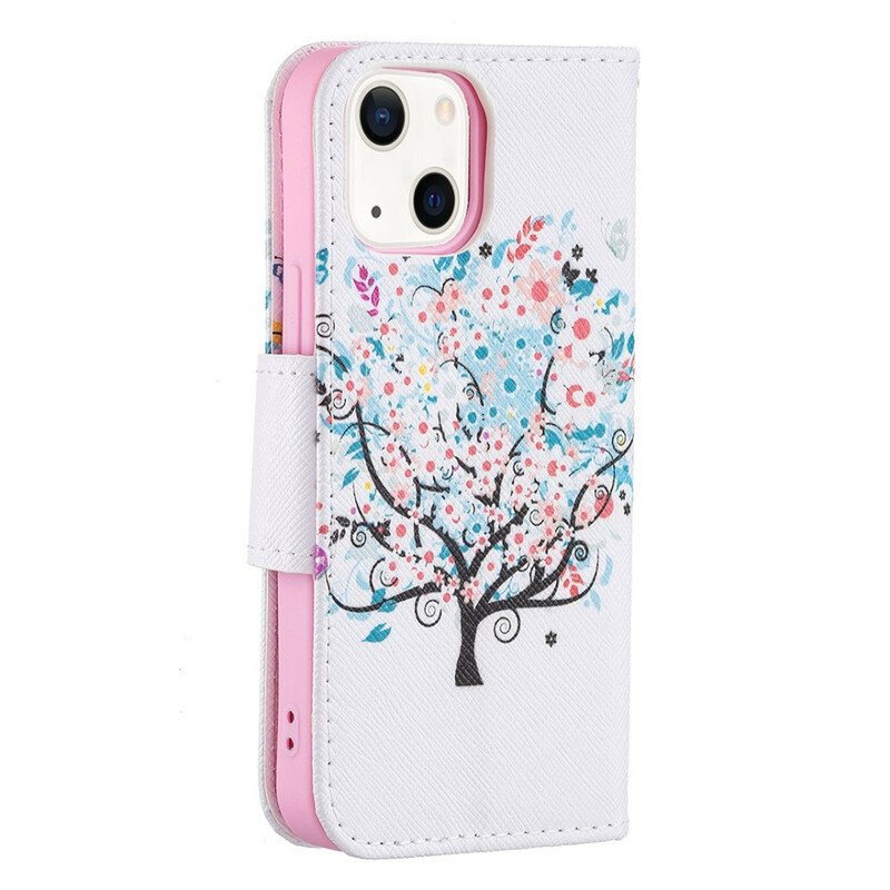 Folio-fodral iPhone 13 Mini Blommande Träd