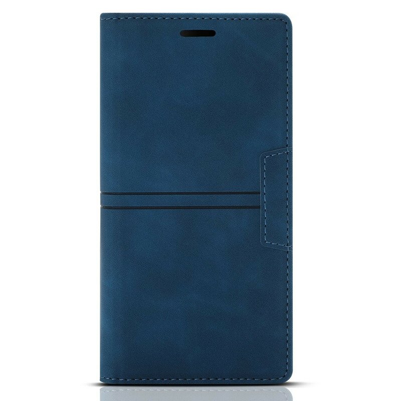Folio-fodral iPhone 13 Mini Läderfodral Magnetlås I Stil Med Lädersömmar