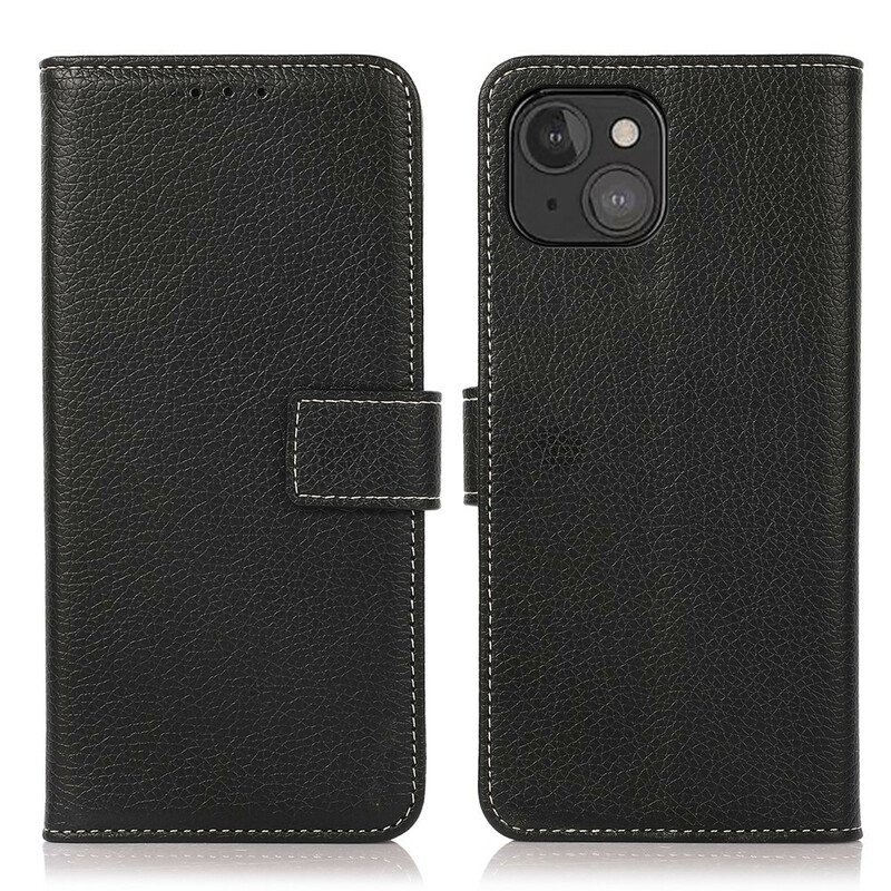Folio-fodral iPhone 13 Mini Litchisömmar I Lädereffekt