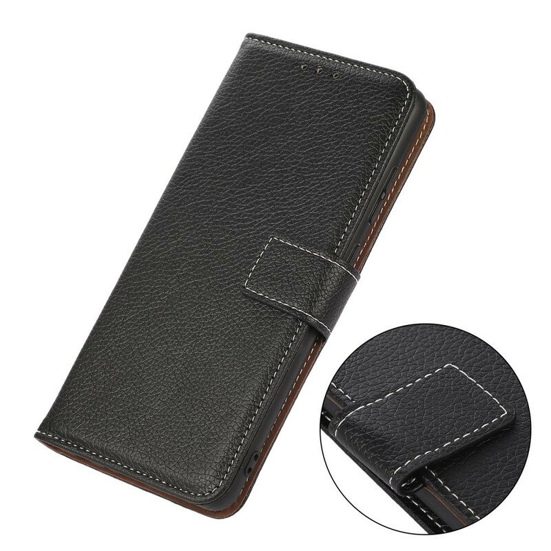 Folio-fodral iPhone 13 Mini Litchisömmar I Lädereffekt