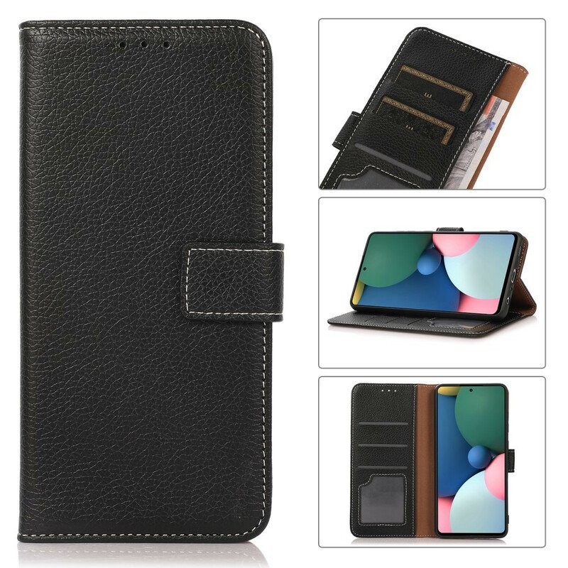 Folio-fodral iPhone 13 Mini Litchisömmar I Lädereffekt