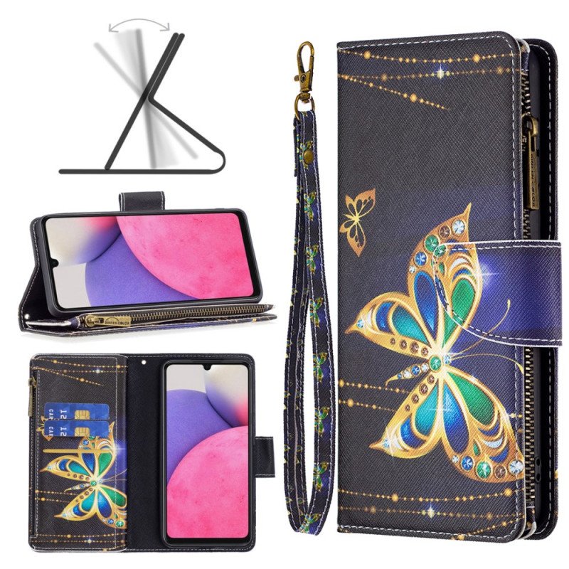 Fodral Samsung Galaxy A33 5G Royal Butterfly Dragkedja