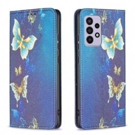 Folio-fodral Samsung Galaxy A33 5G Läderfodral Färgglada Fjärilar