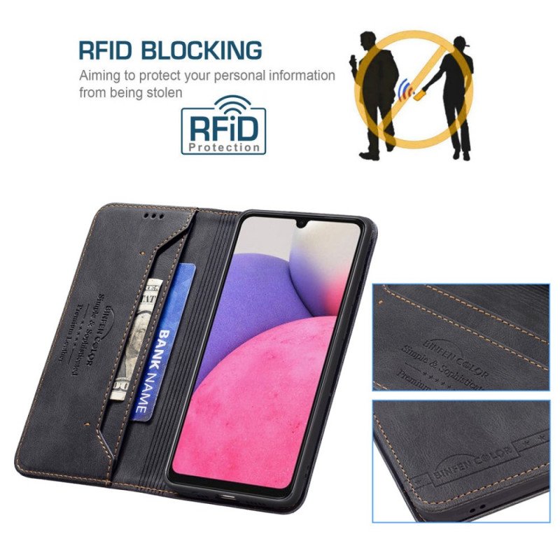 Folio-fodral Samsung Galaxy A33 5G Läderfodral Rfid-sömnad Binfen-färg