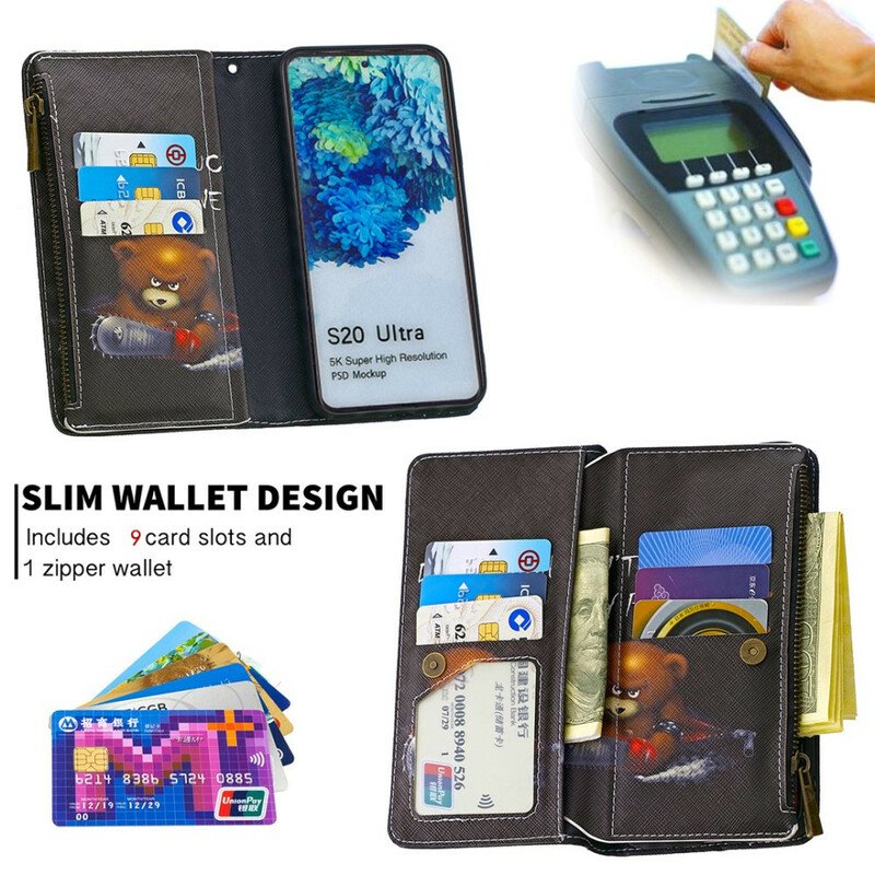 Fodral Samsung Galaxy S20 Ultra Pocketbjörn Med Dragkedja