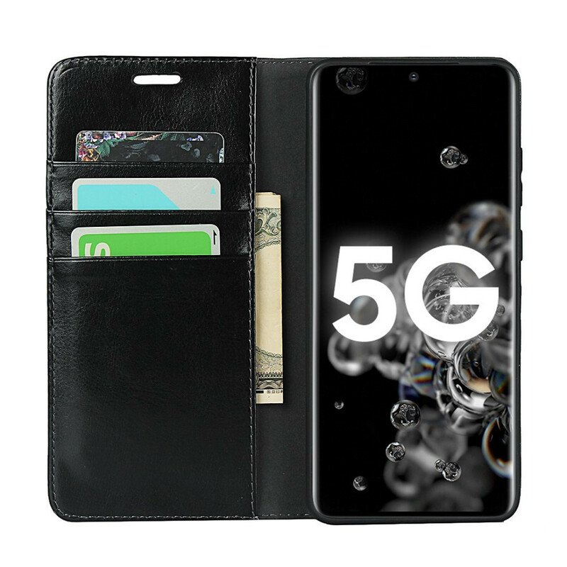 Folio-fodral Samsung Galaxy S20 Ultra Läderfodral Äkta Läder