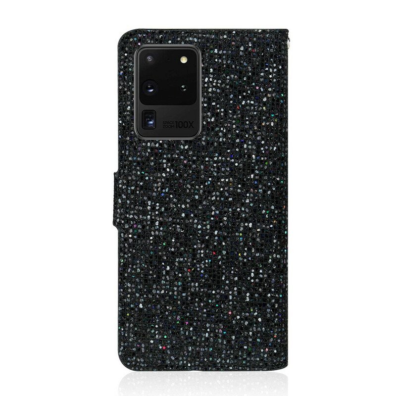 Läderfodral Samsung Galaxy S20 Ultra Paljetter S Design
