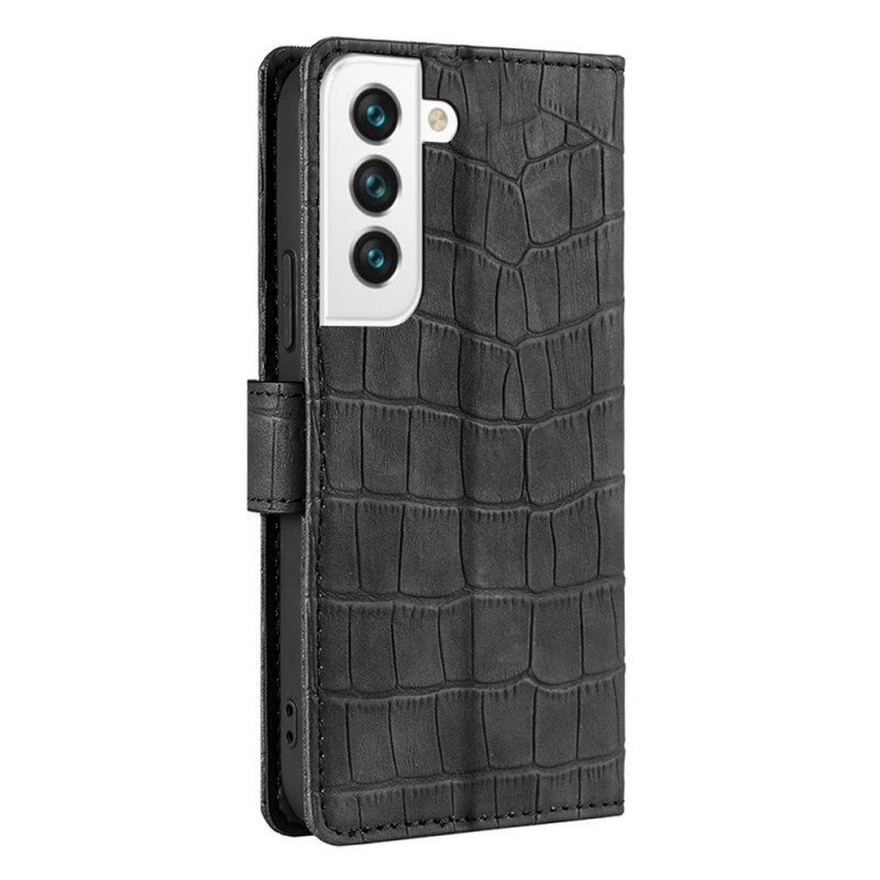 Folio-fodral Samsung Galaxy S22 5G Krokodilskinnseffekt