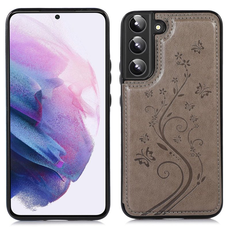 Skal Samsung Galaxy S22 5G Korthållare I Konstläder Stativ Blommor