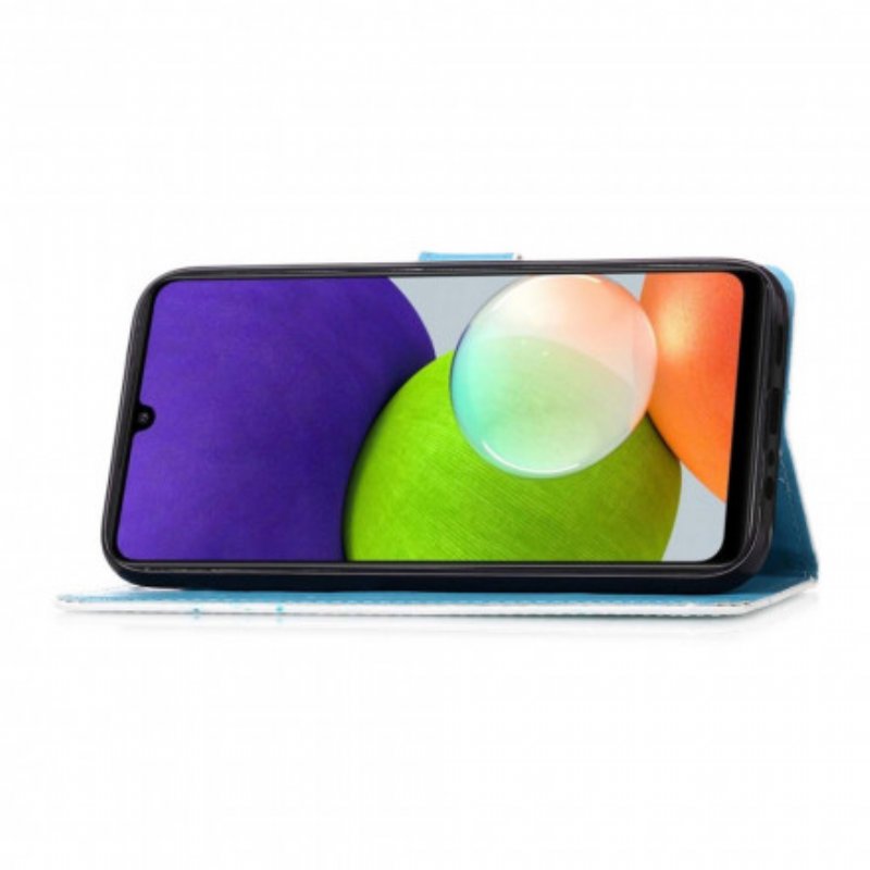 Fodral Samsung Galaxy A22 Med Kedjar Eiffeltornet Fjärilsrem